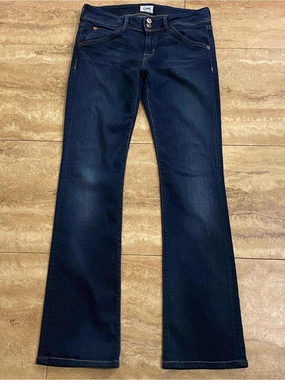Hudson Jeans Women's 28 Dark Blue Boot Cut Jeans Low-Rise Back Flip Pockets USA